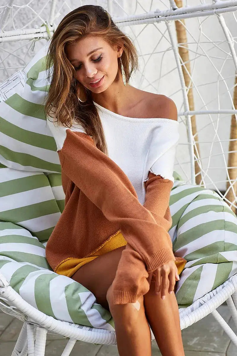 Color Block Geometric Sweater | BiBi by Trendsi