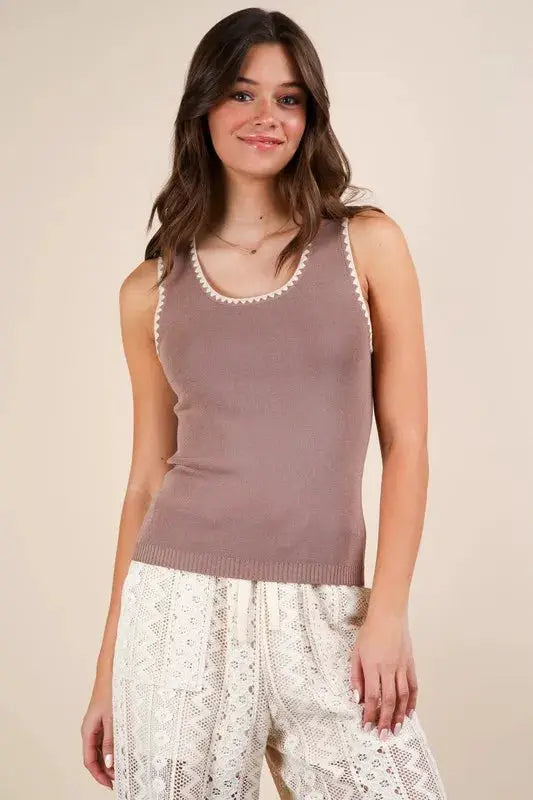 Blanket Style Sleeveless Knit Tank | VERY J by Trendsi