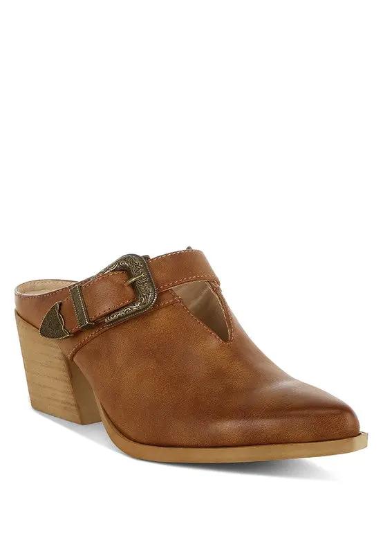 Holler Carved Buckle Statement Mules | Rag Company by Rag Company