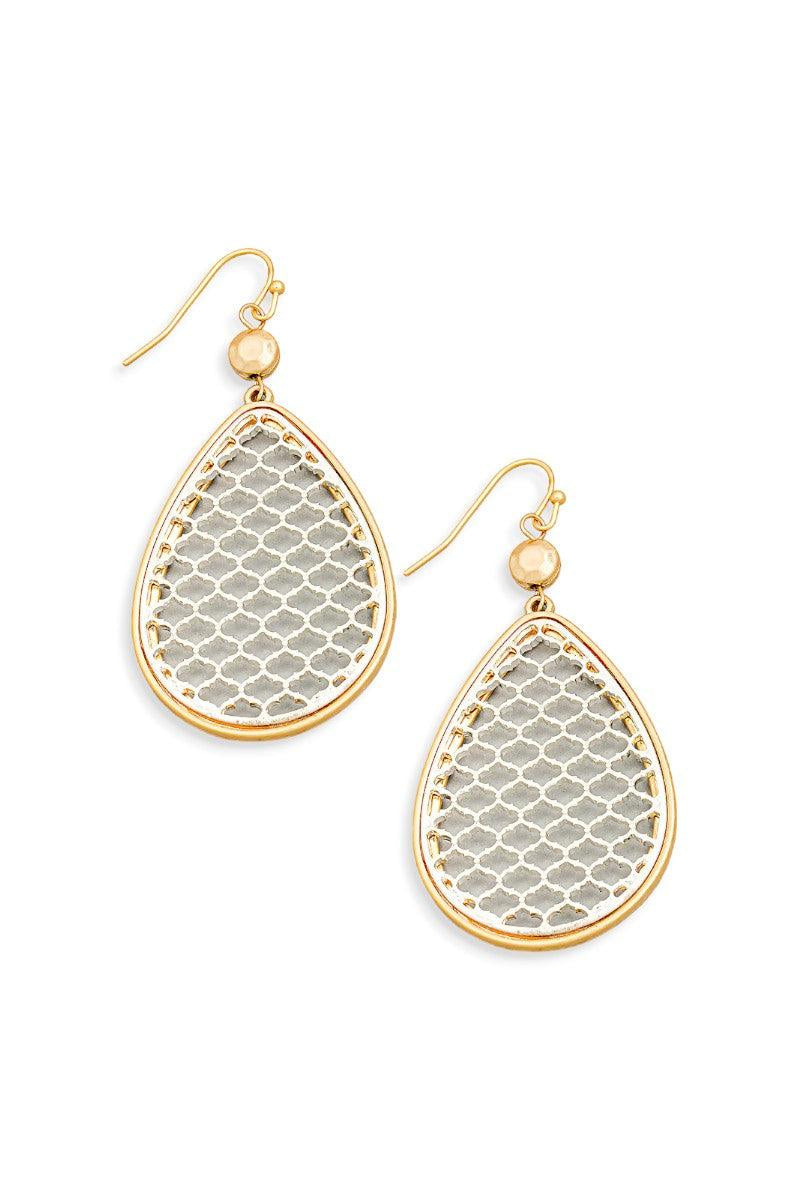 Teardrop Filigree Mesh Drop Earrings