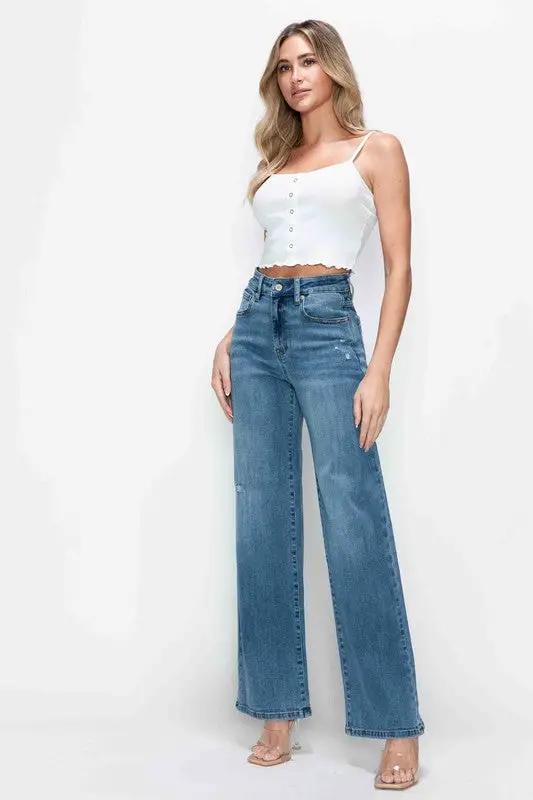 Full Size High Rise Wide Leg Jeans with Pockets | bytos by Trendsi