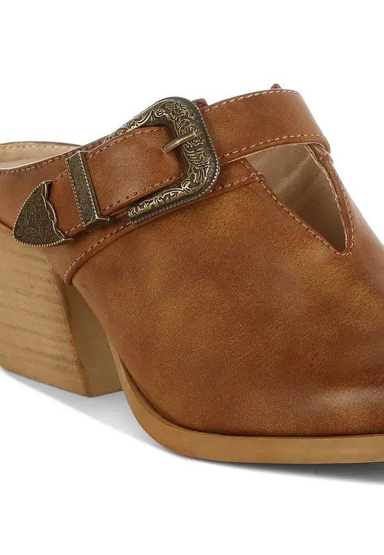 Holler Carved Buckle Statement Mules | Rag Company by Rag Company