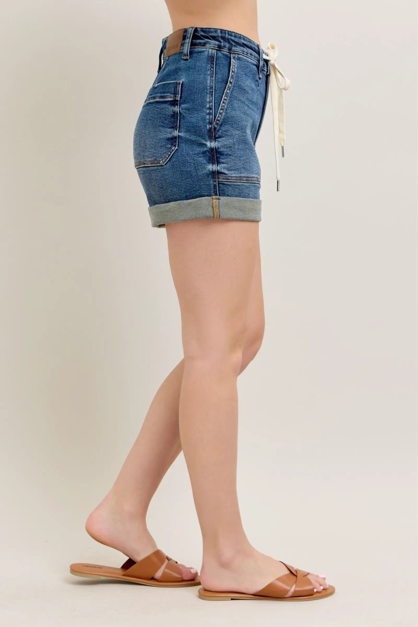 Full Size High Rise Cuff Denim Shorts Plus Size | Judy Blue by Trendsi