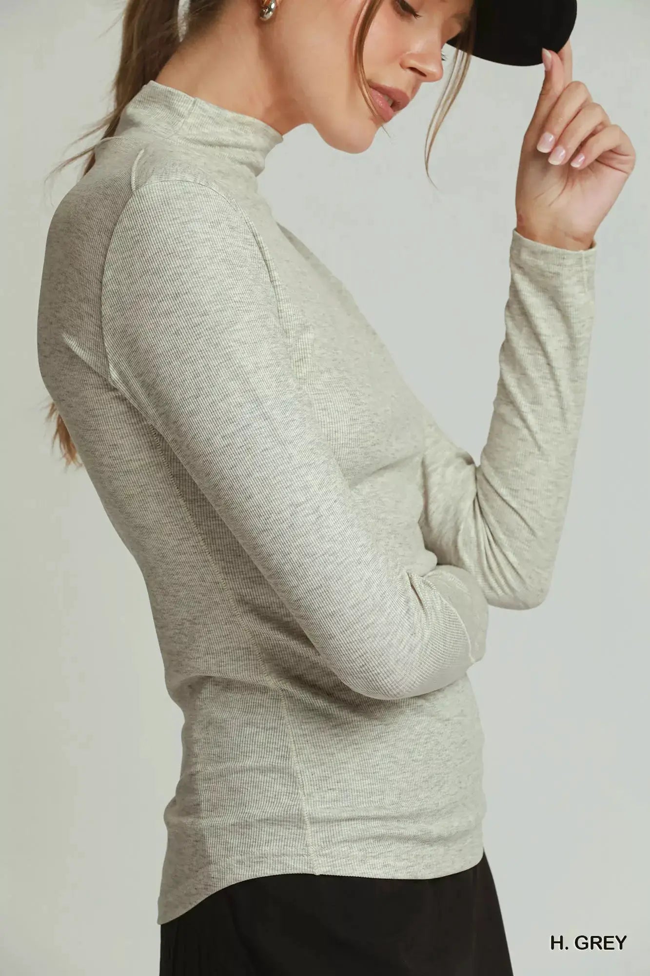 Umgee Long Sleeve Mock Neck Top by Trendsi