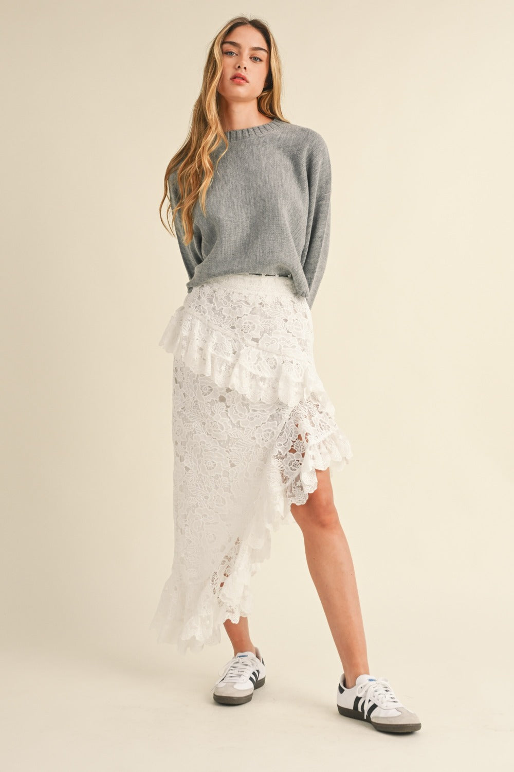 Round Neck Dolman Sleeve Cropped Sweater | MABLE