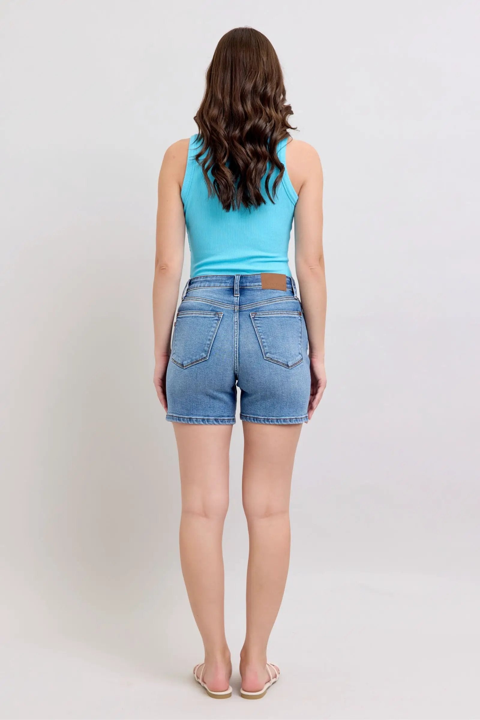 Full Size Two Button Denim Shorts with Pockets Plus Size | Judy Blue by Trendsi