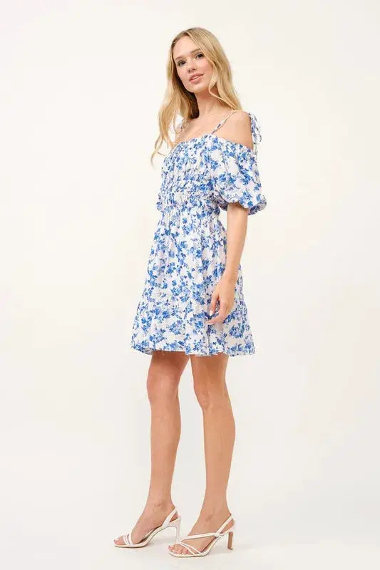Off-Shoulder Bubble-Sleeve Dress | And The Why by Trendsi