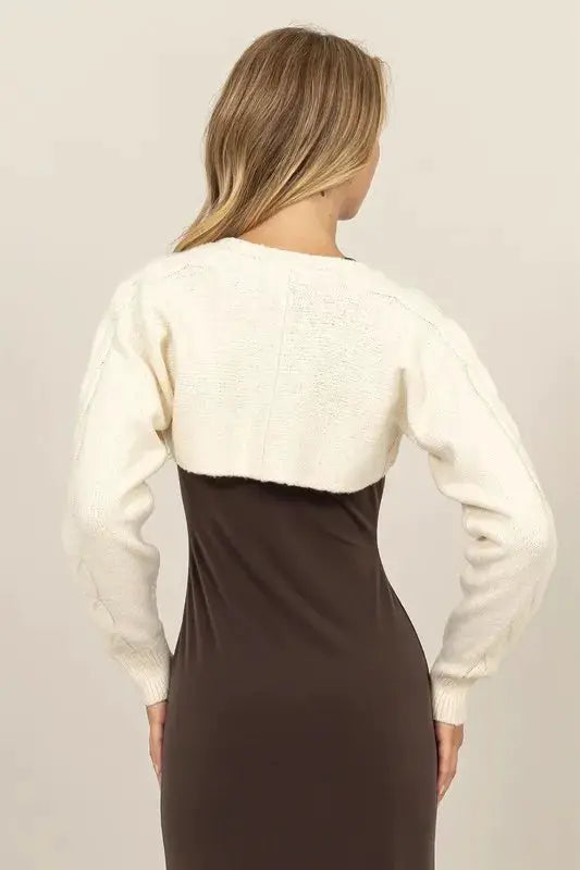 Cable-Knit Tie-Front Shrug | HYFVE by Trendsi