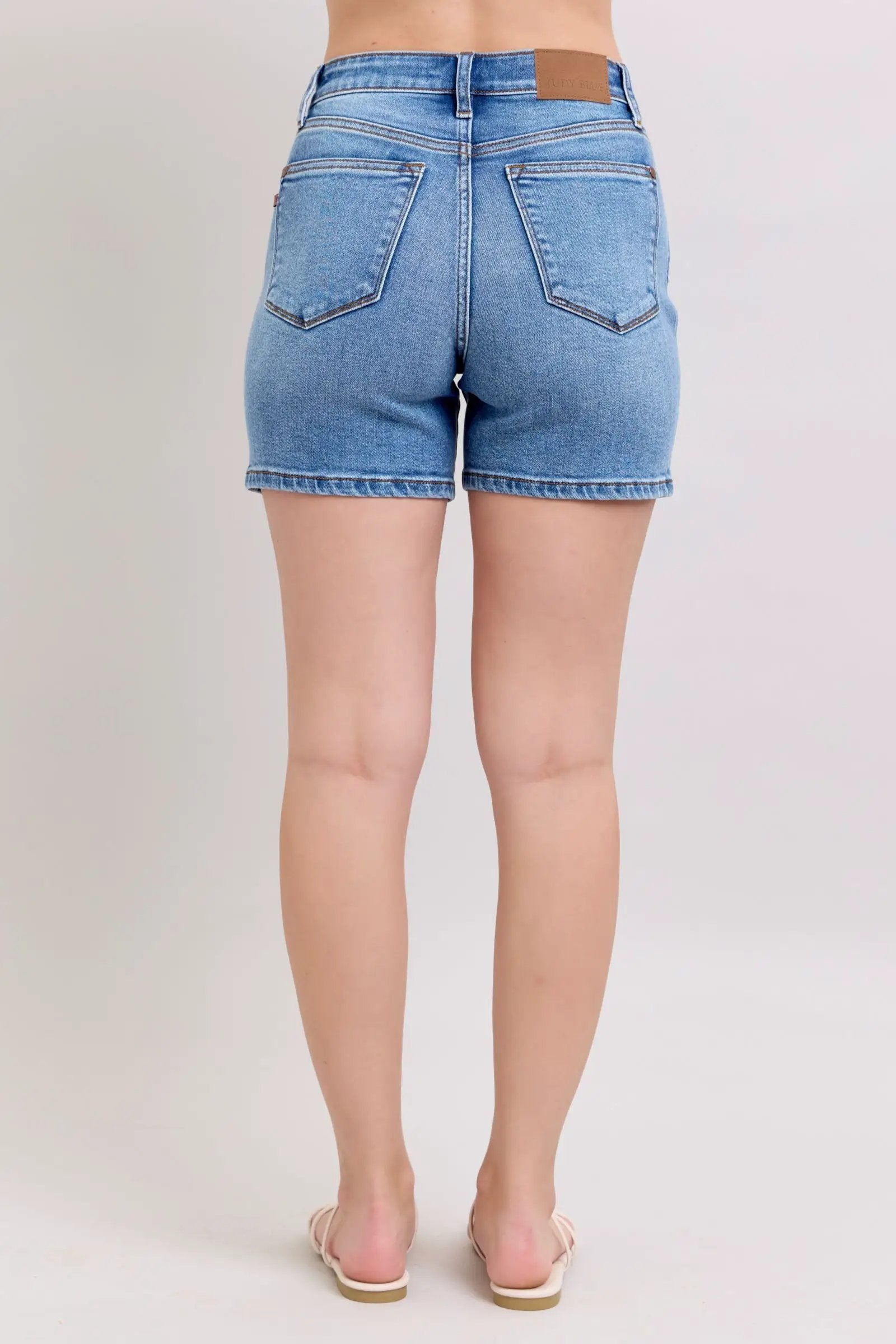 Full Size Two Button Denim Shorts with Pockets Plus Size | Judy Blue by Trendsi