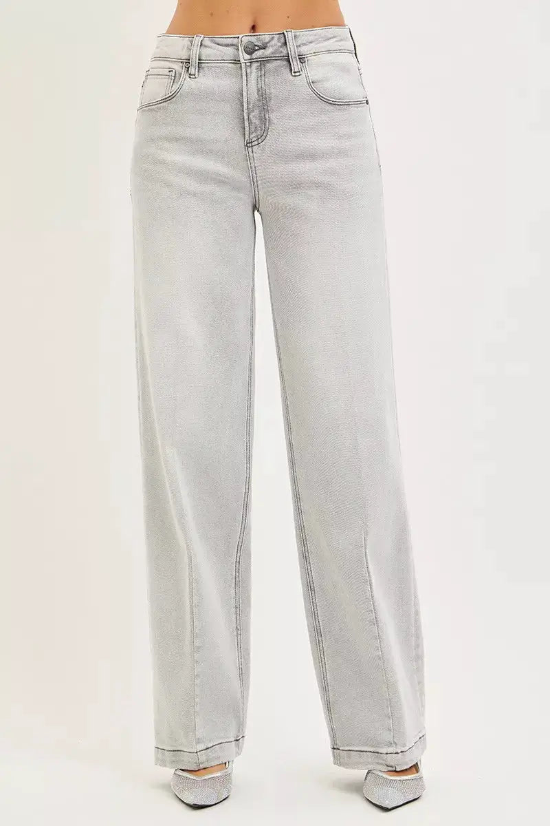 Slouchy Baggy Jeans with Contrast Stitching | RISEN by Trendsi