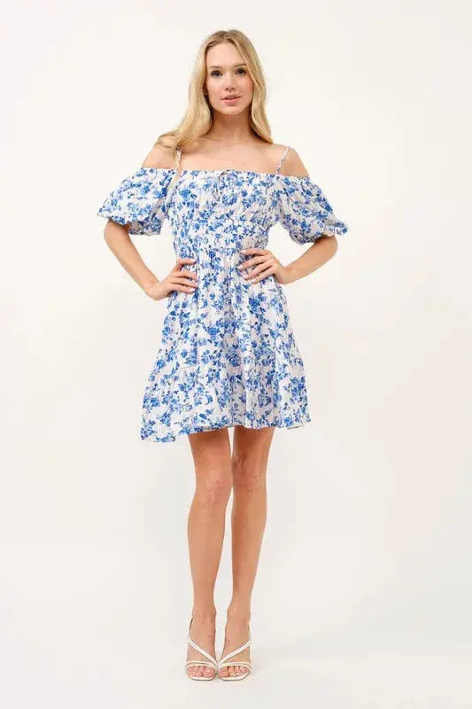 Off-Shoulder Bubble-Sleeve Dress | And The Why by Trendsi