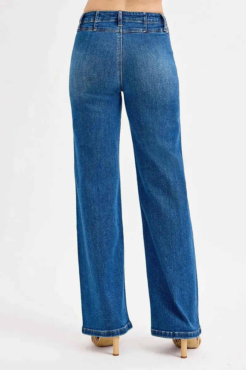 Seam Detail Wide Leg Jeans | RISEN by Trendsi