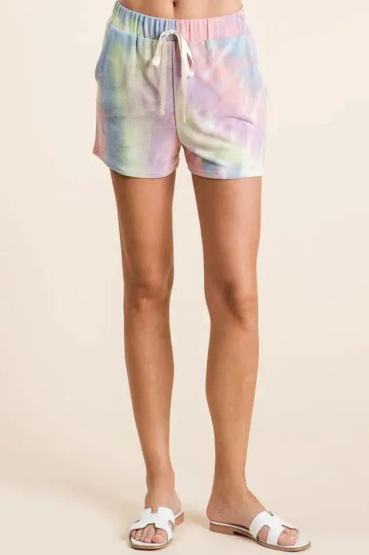Tie Dye French Terry Casual Shorts with Twill Tape | BiBi by Trendsi