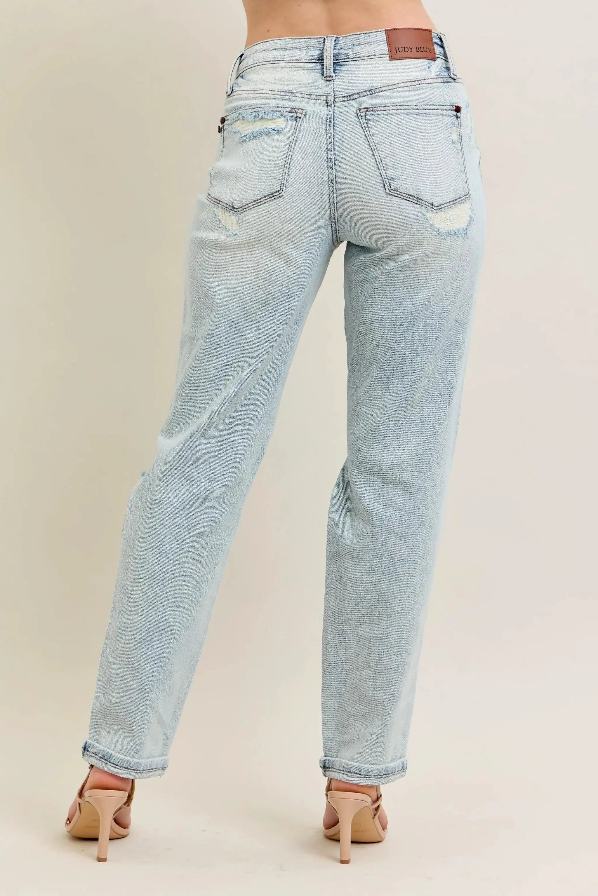 Plus Size Repair Stitch Distressed Boyfriend Jeans | Judy Blue by Trendsi