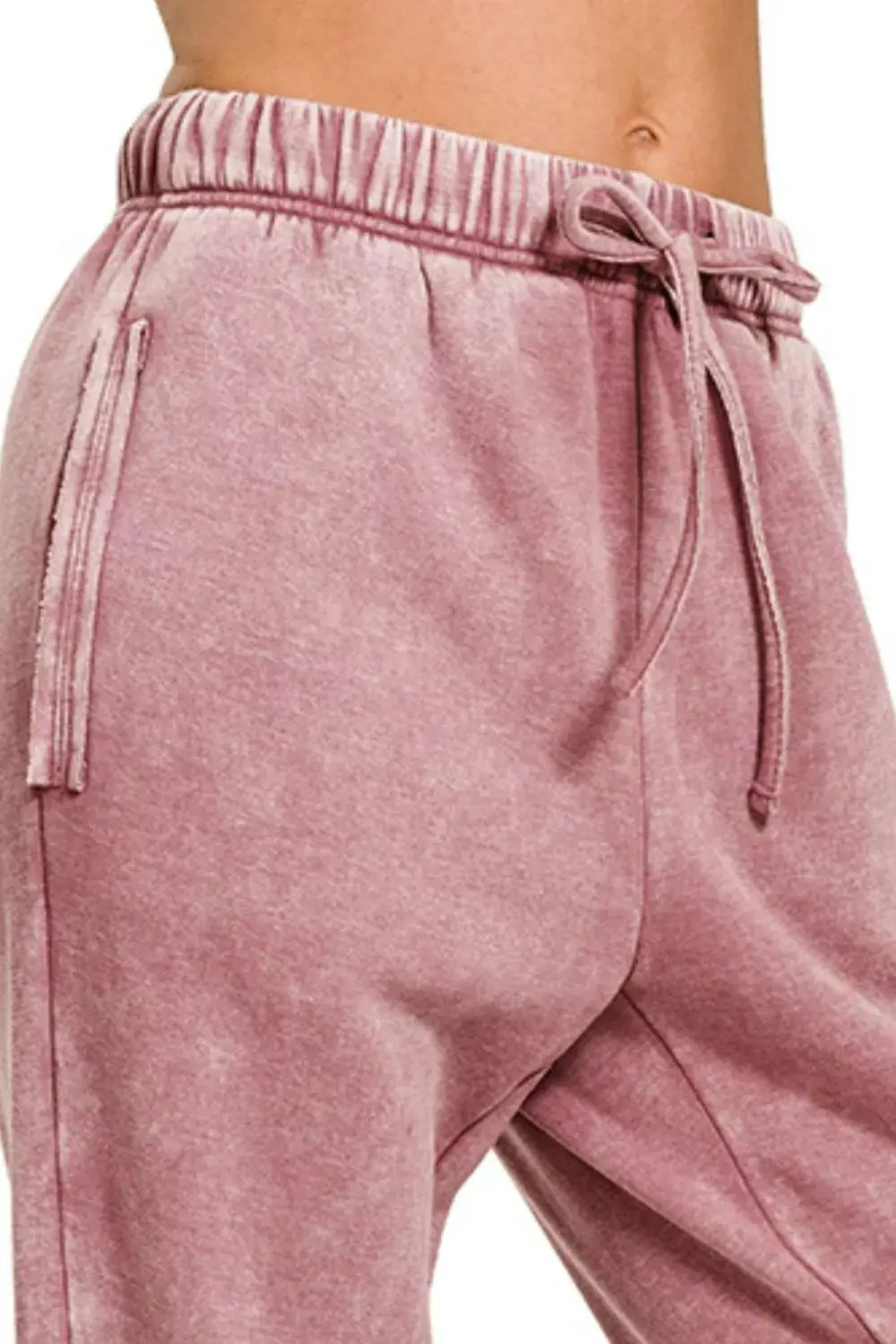 Acid Wash Fleece Sweatpants with Pockets | Zenana by Trendsi