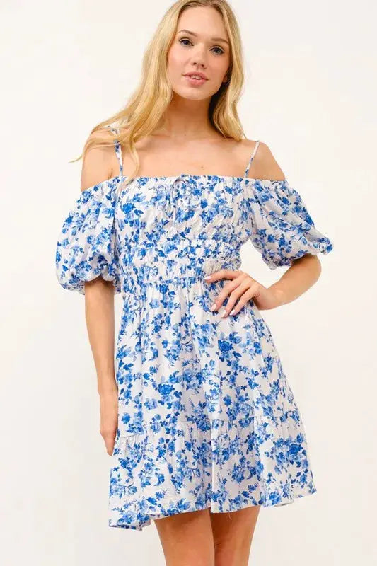 Off-Shoulder Bubble-Sleeve Dress | And The Why by Trendsi