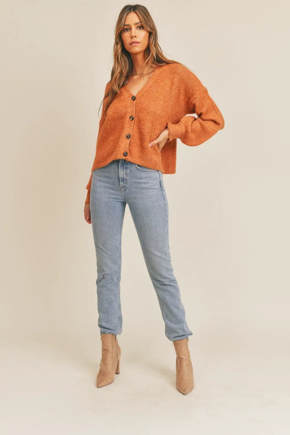 Long Sleeve Button Down Sweater Cardigan | MABLE by Trendsi
