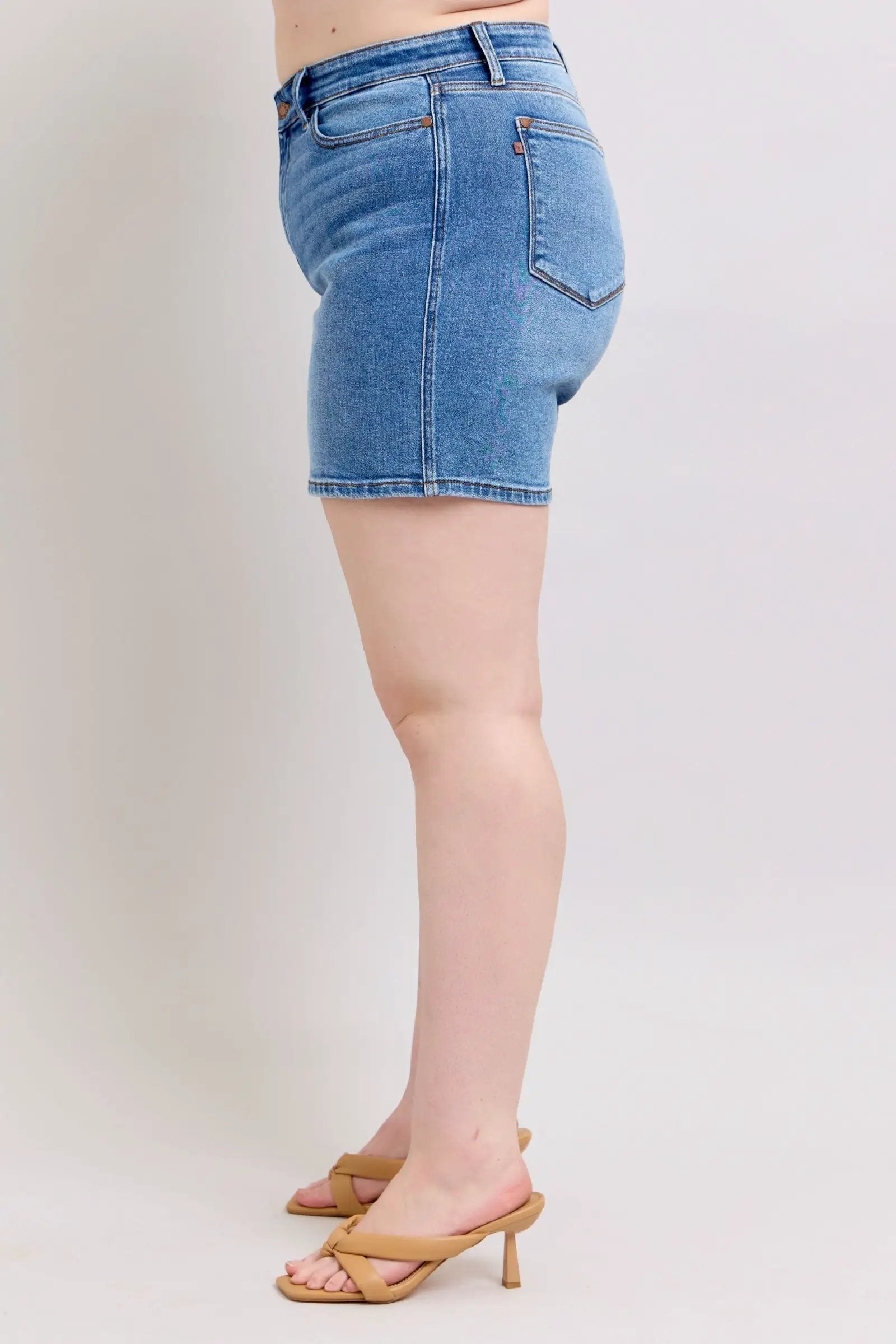 Full Size Two Button Denim Shorts with Pockets Plus Size | Judy Blue by Trendsi