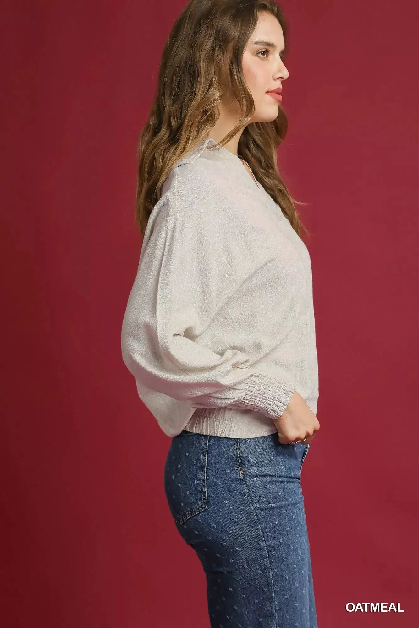 Linen Long Sleeves Elastic Hem Blouse | Umgee by Trendsi