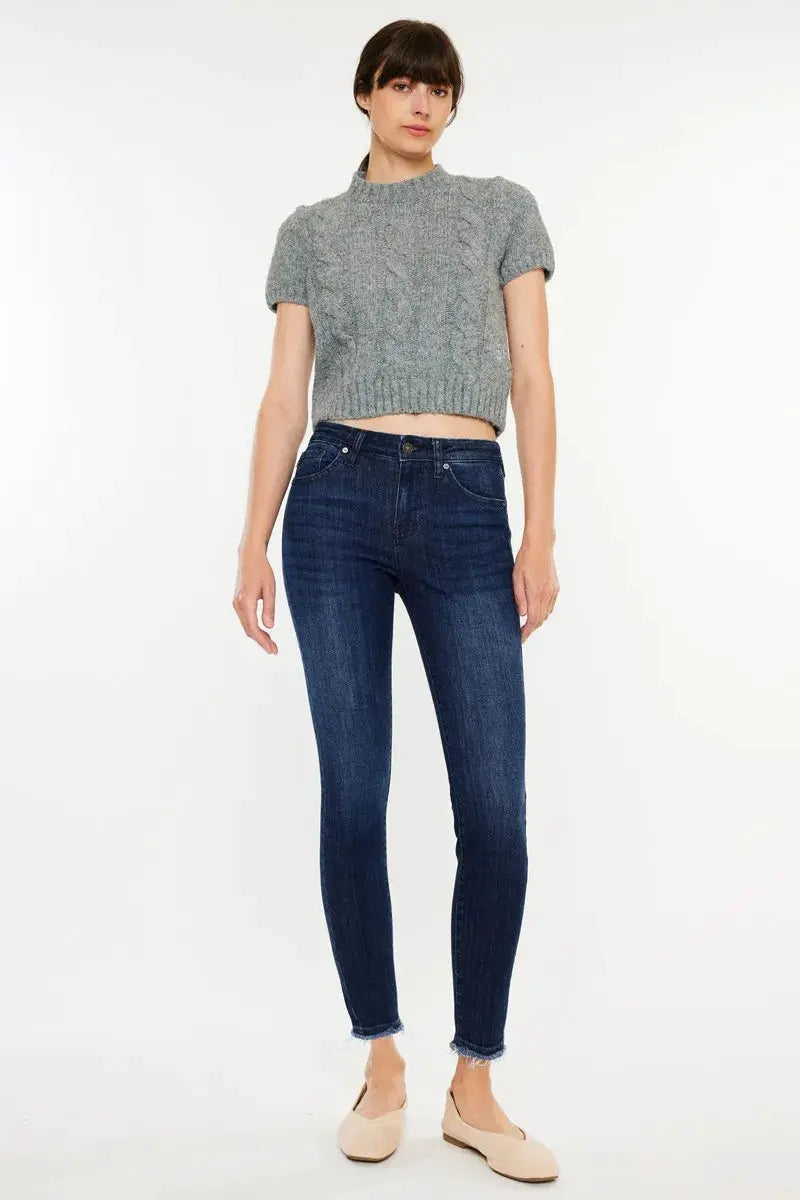 High-Rise Slim Fit Raw Hem Ankle Jeans | Kancan USA by Trendsi
