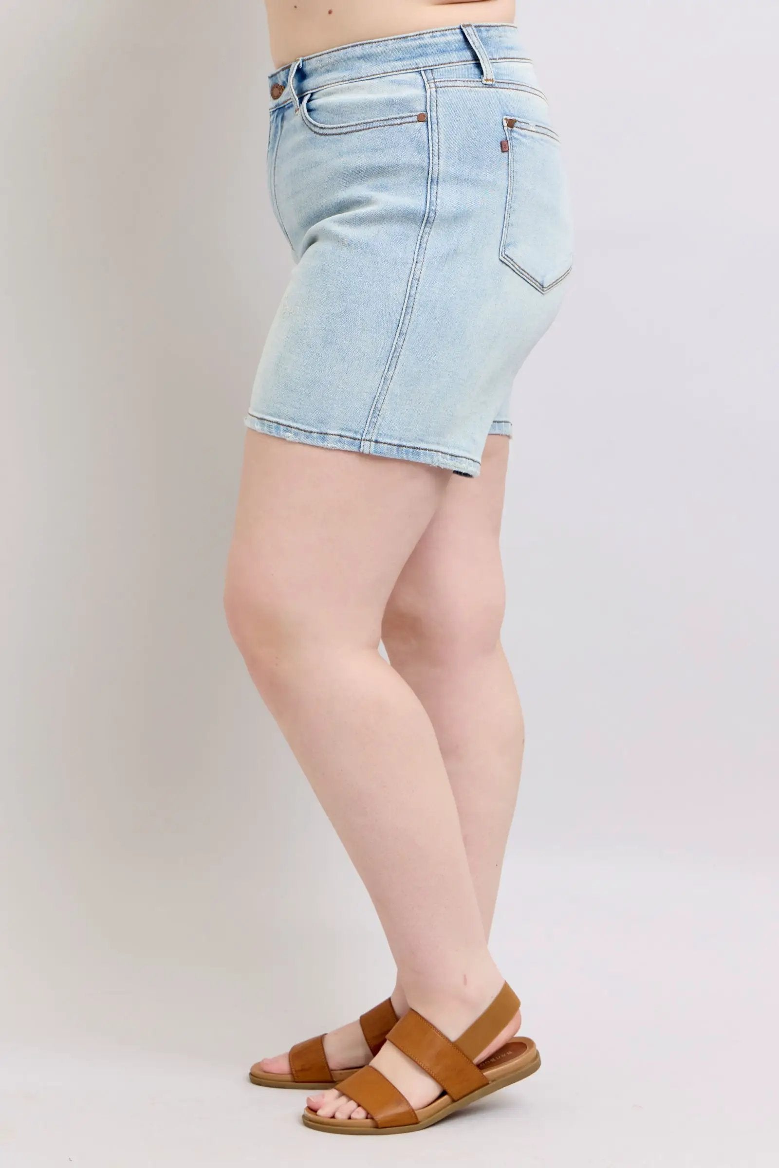 Full Size Two Button Denim Shorts with Pockets Plus Size | Judy Blue by Trendsi