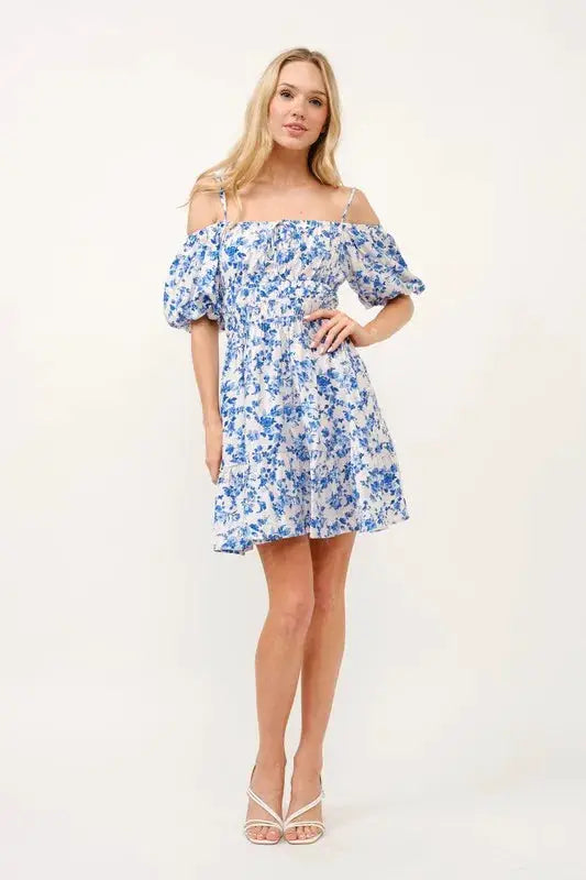 Off-Shoulder Bubble-Sleeve Dress | And The Why by Trendsi