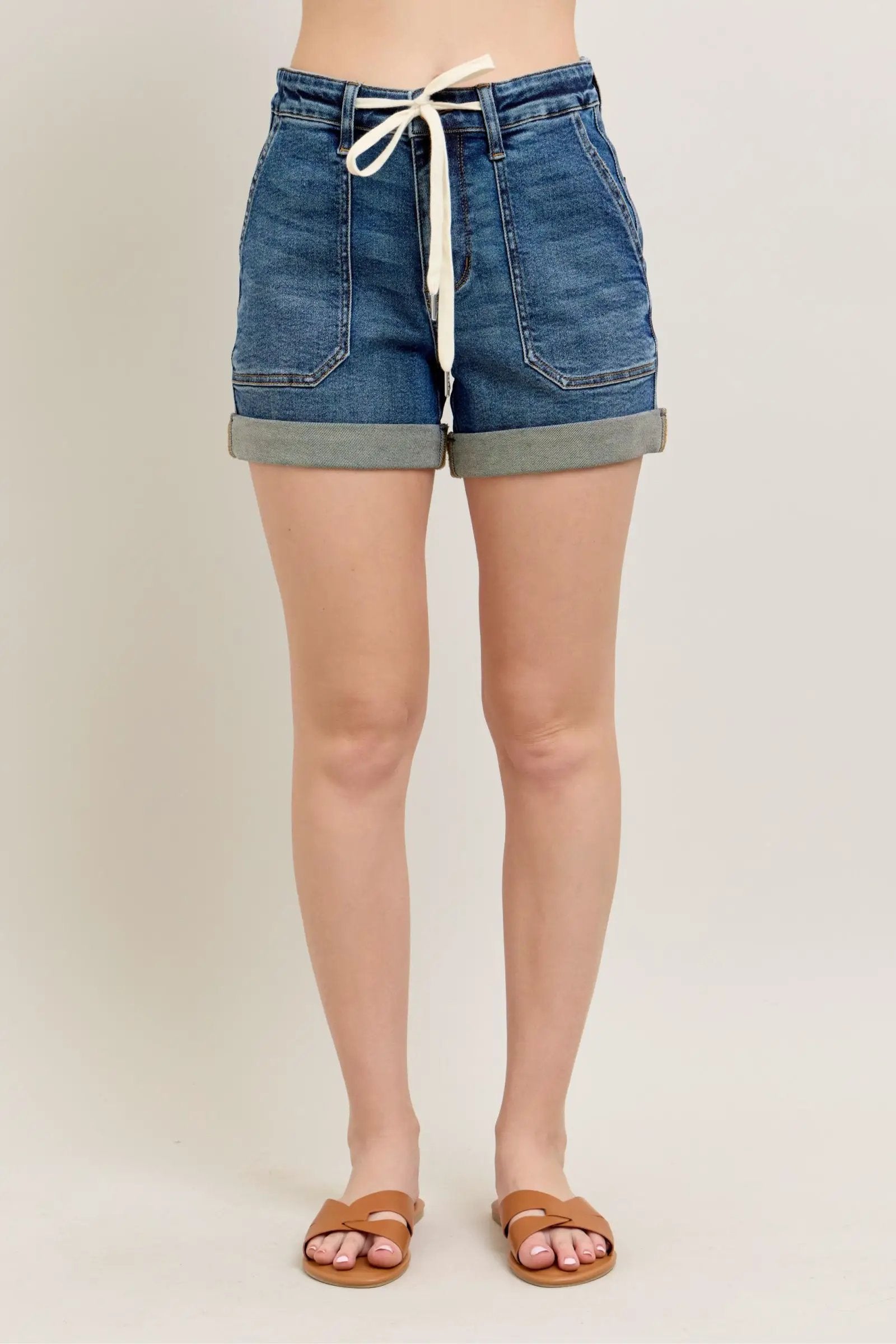 Full Size High Rise Cuff Denim Shorts Plus Size | Judy Blue by Trendsi