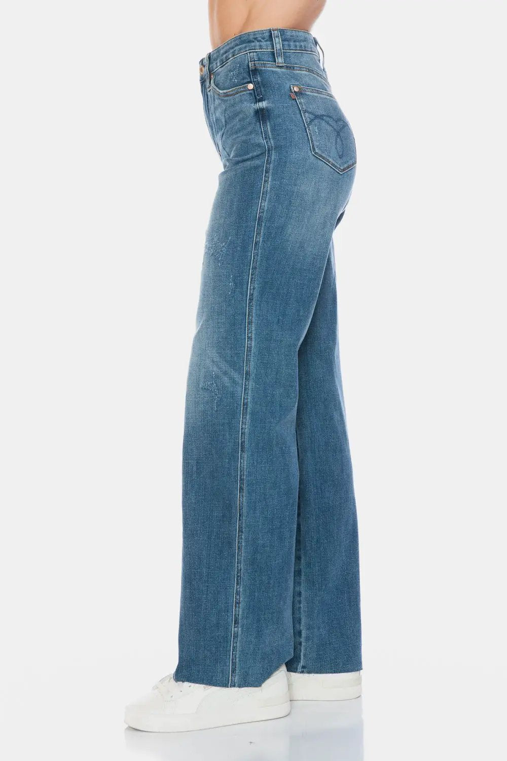 Full Size Tummy Control Cut Raw Hem Straight Jeans | Judy Blue by Trendsi