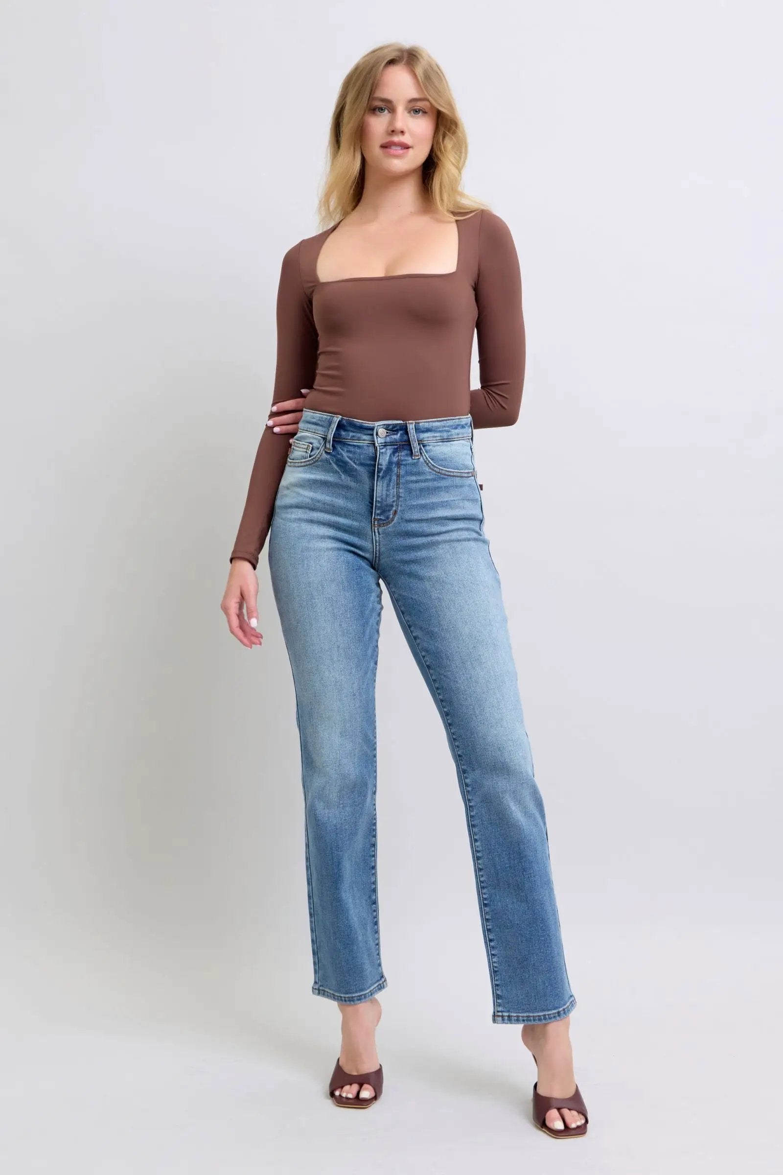 Full Size Run Vintage Wash Thermal Straight Jeans | Judy Blue by Trendsi