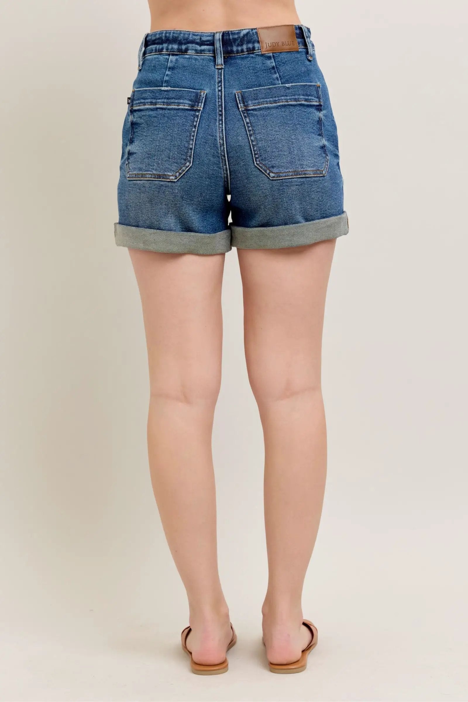 Full Size High Rise Cuff Denim Shorts Plus Size | Judy Blue by Trendsi