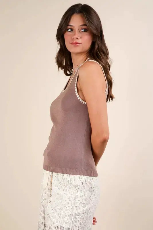Blanket Style Sleeveless Knit Tank | VERY J by Trendsi