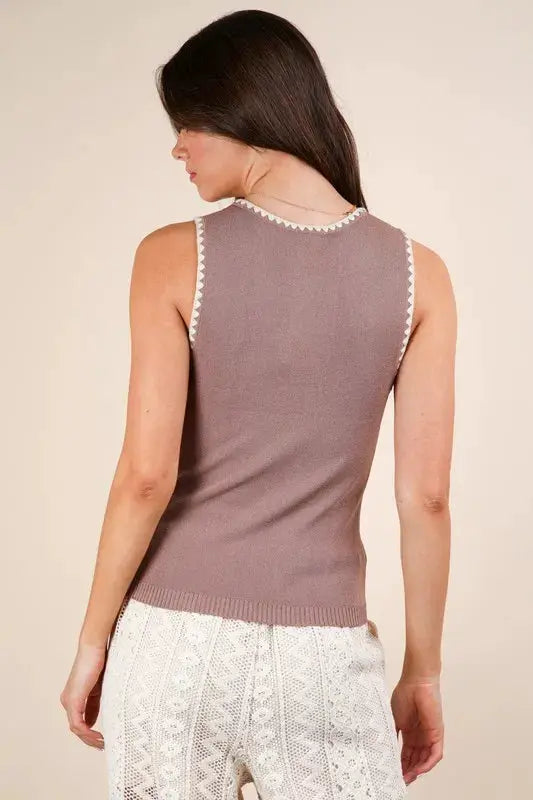 Blanket Style Sleeveless Knit Tank | VERY J by Trendsi