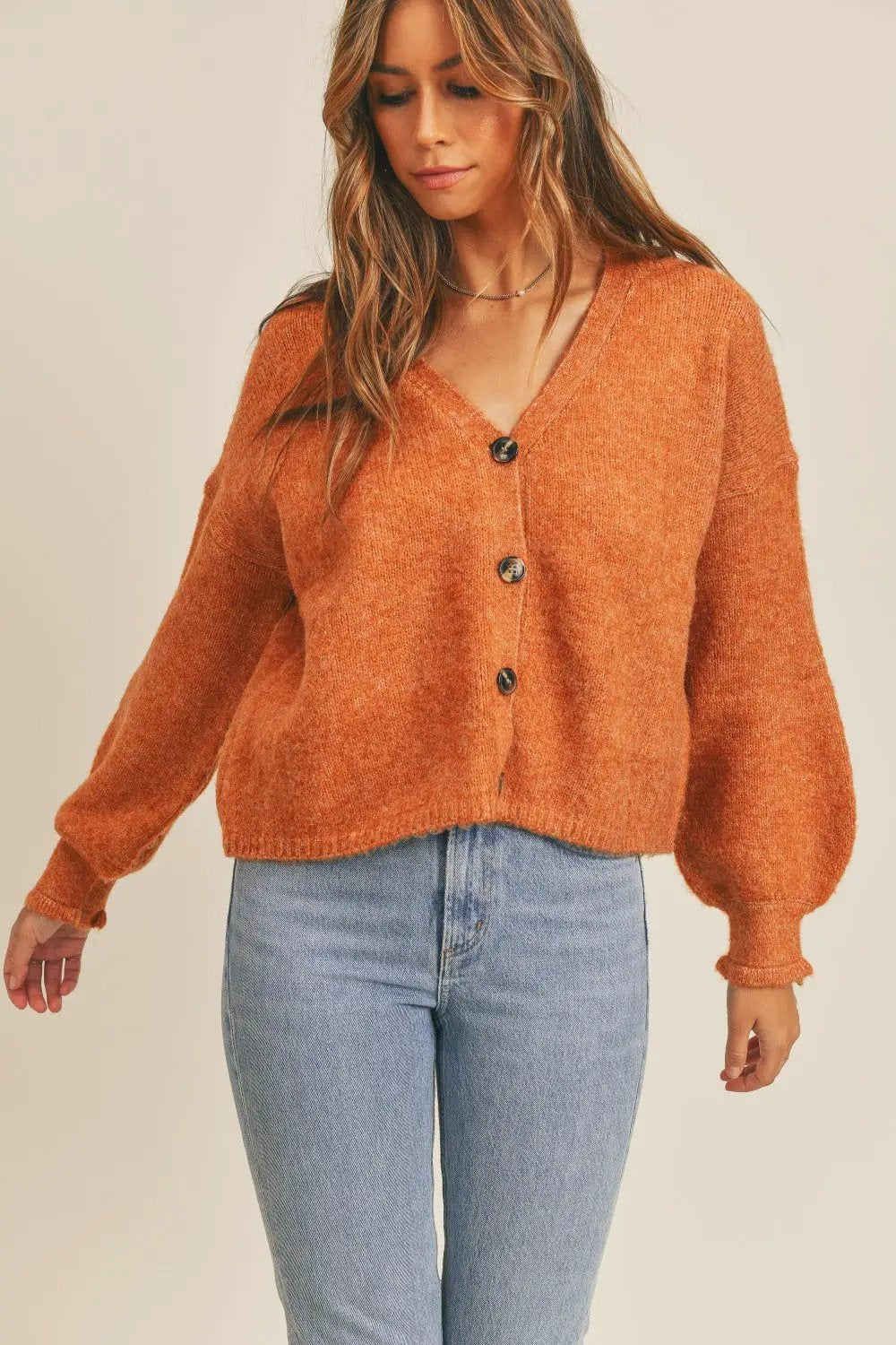 Long Sleeve Button Down Sweater Cardigan | MABLE by Trendsi
