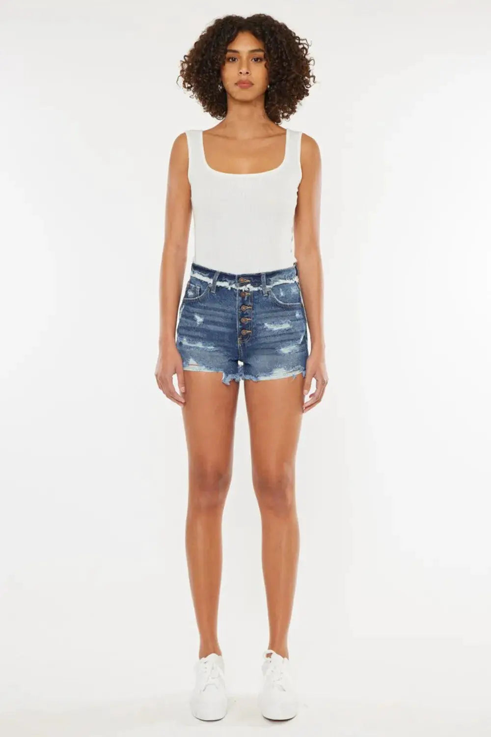 Distressed Button Fly Denim Shorts | Kancan USA by Trendsi