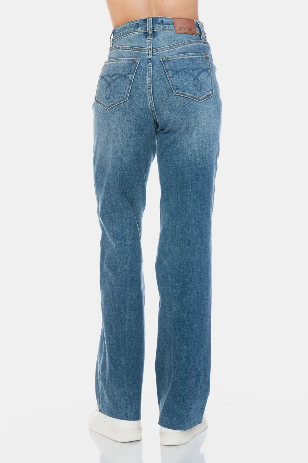 Full Size Tummy Control Cut Raw Hem Straight Jeans | Judy Blue by Trendsi