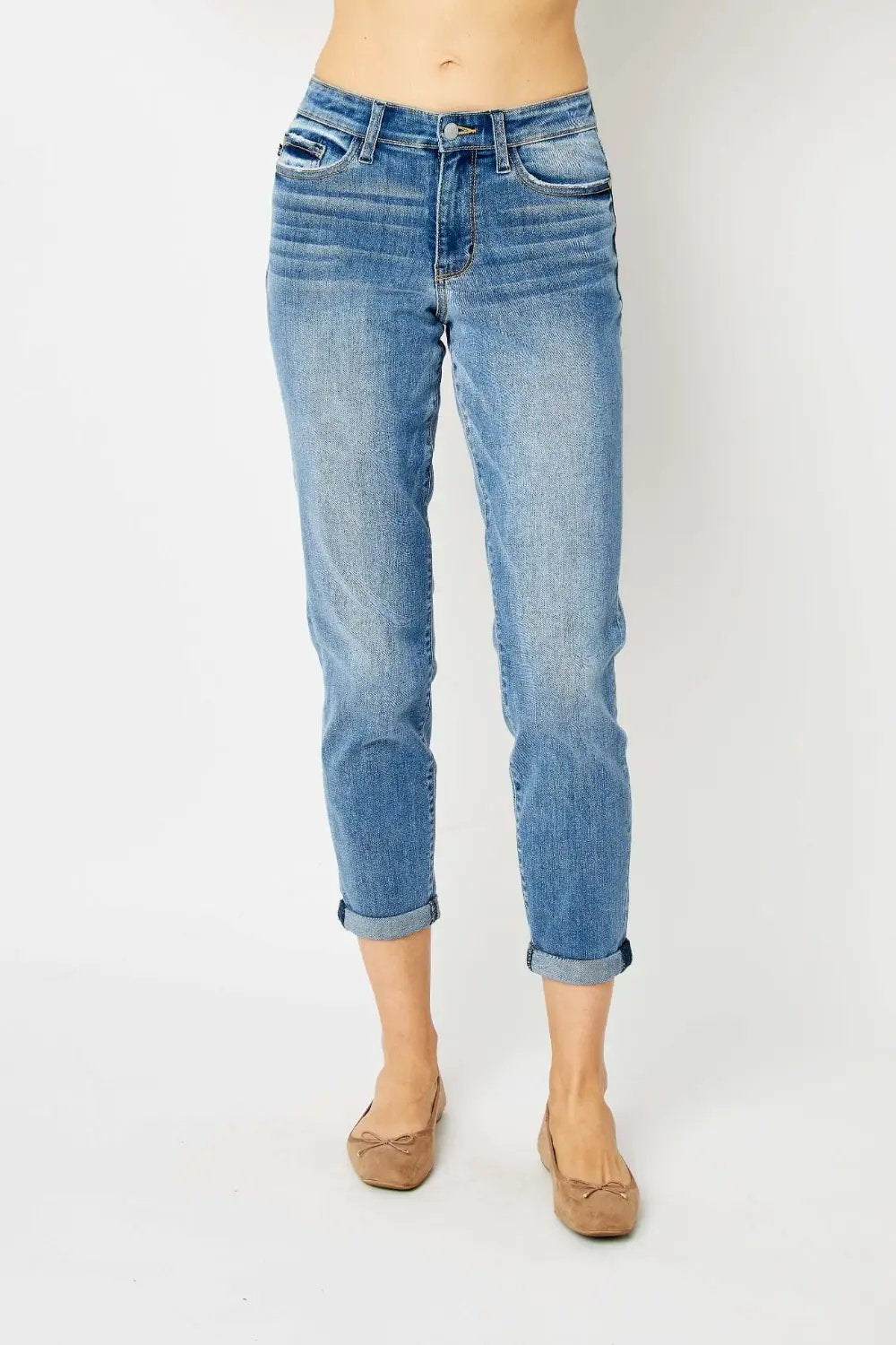 Full Size Cuffed Hem Slim Jeans | Judy Blue by Trendsi