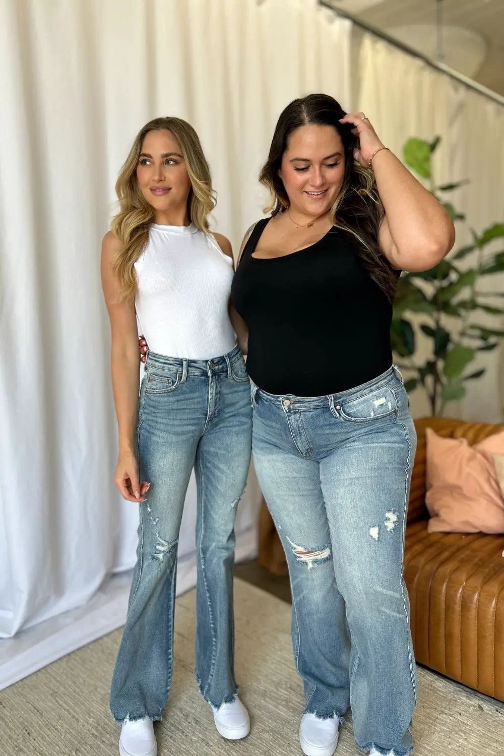 Medium Rise Tummy Control Destroy Flare Jeans | Judy Blue by Trendsi