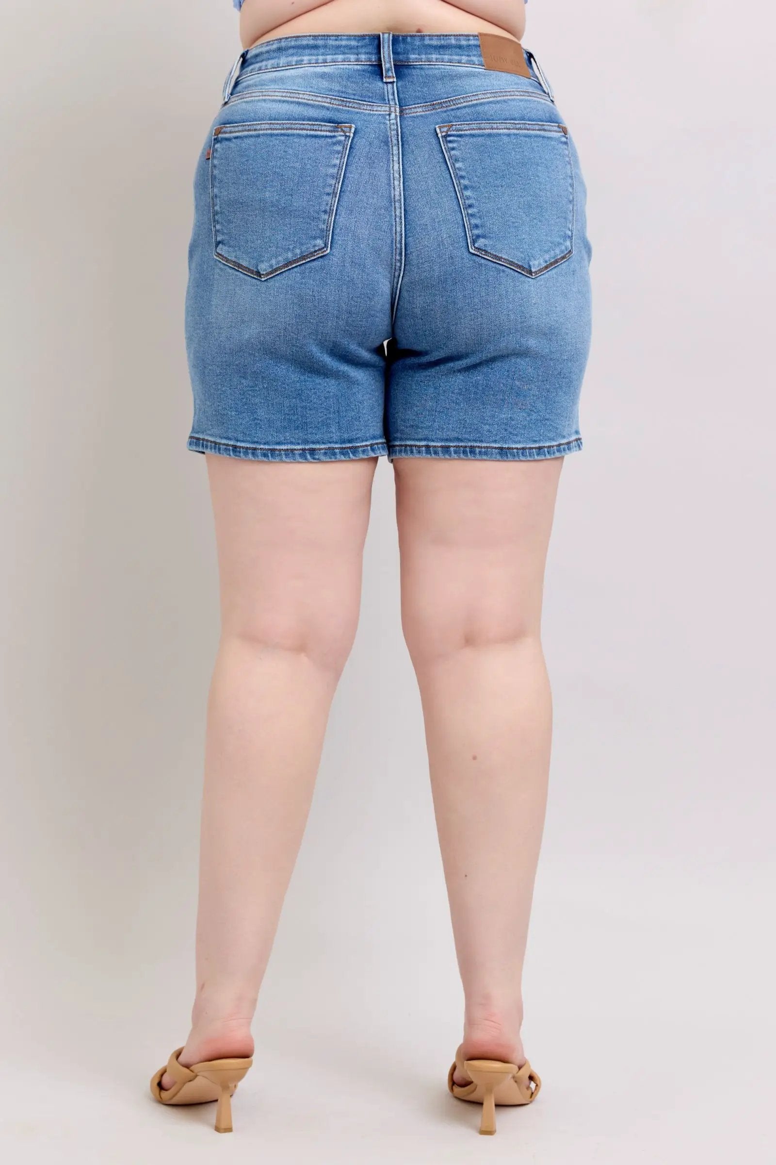 Full Size Two Button Denim Shorts with Pockets Plus Size | Judy Blue by Trendsi