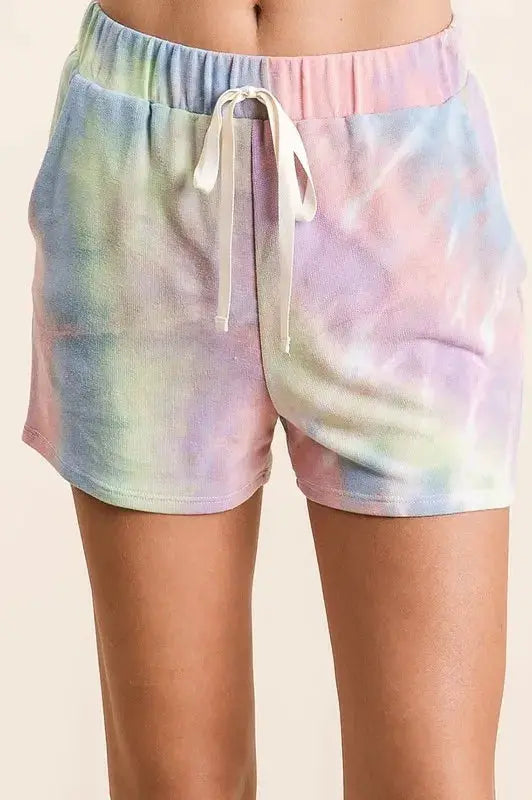 Tie Dye French Terry Casual Shorts with Twill Tape | BiBi by Trendsi