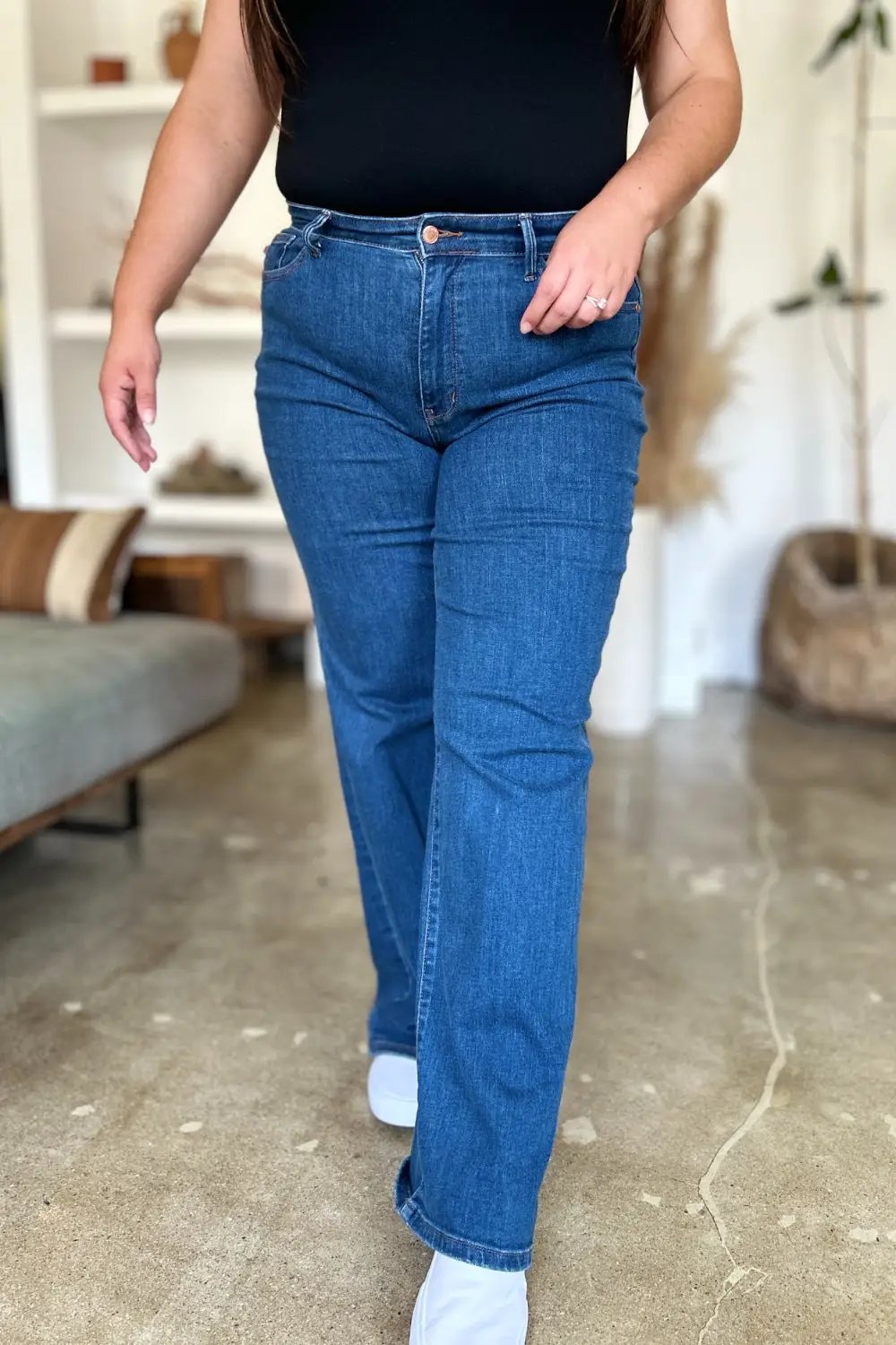 Full Size High Rise Straight Jeans | Judy Blue by Trendsi