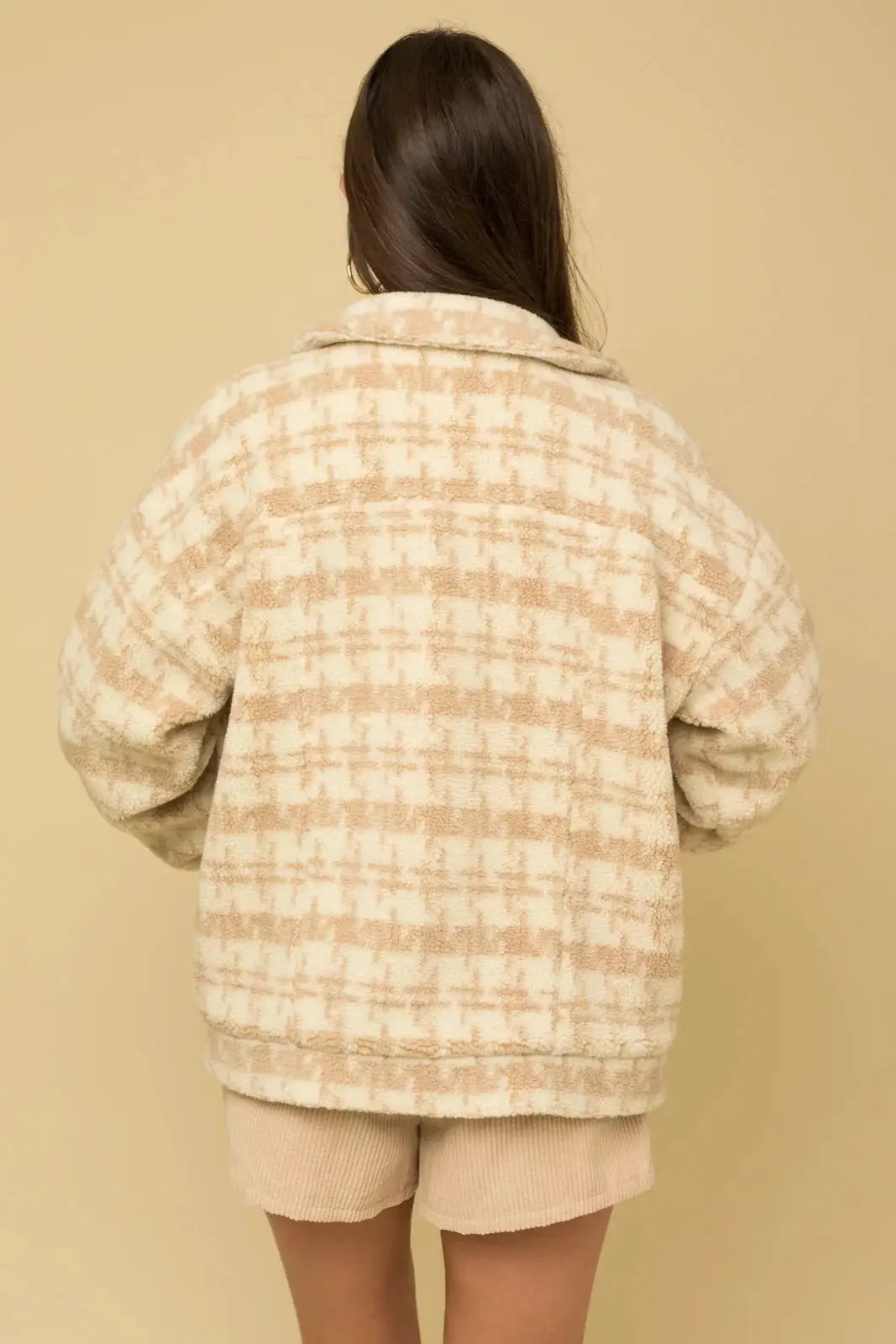 Cozy Plaid Houndstooth Oversized Shacket Jacket by YC COLLECTIONS