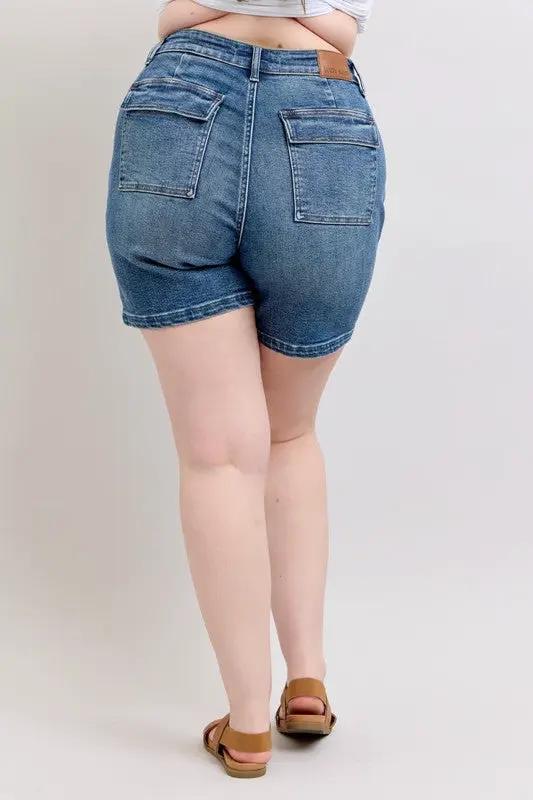 Full Size High Rise Denim Shorts Plus Size | Judy Blue by Trendsi
