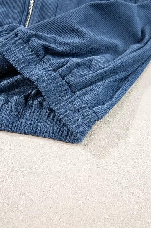 Solid Corduroy Zip-Up Pocketed Hooded Jacket by JUNIPER BLVD