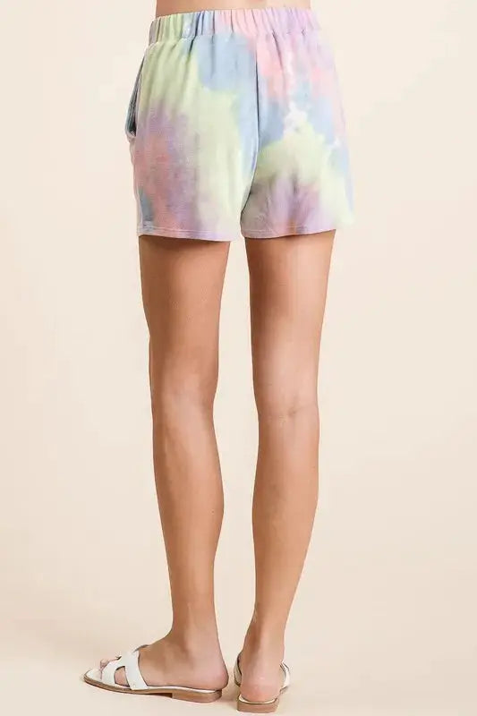 Tie Dye French Terry Casual Shorts with Twill Tape | BiBi by Trendsi