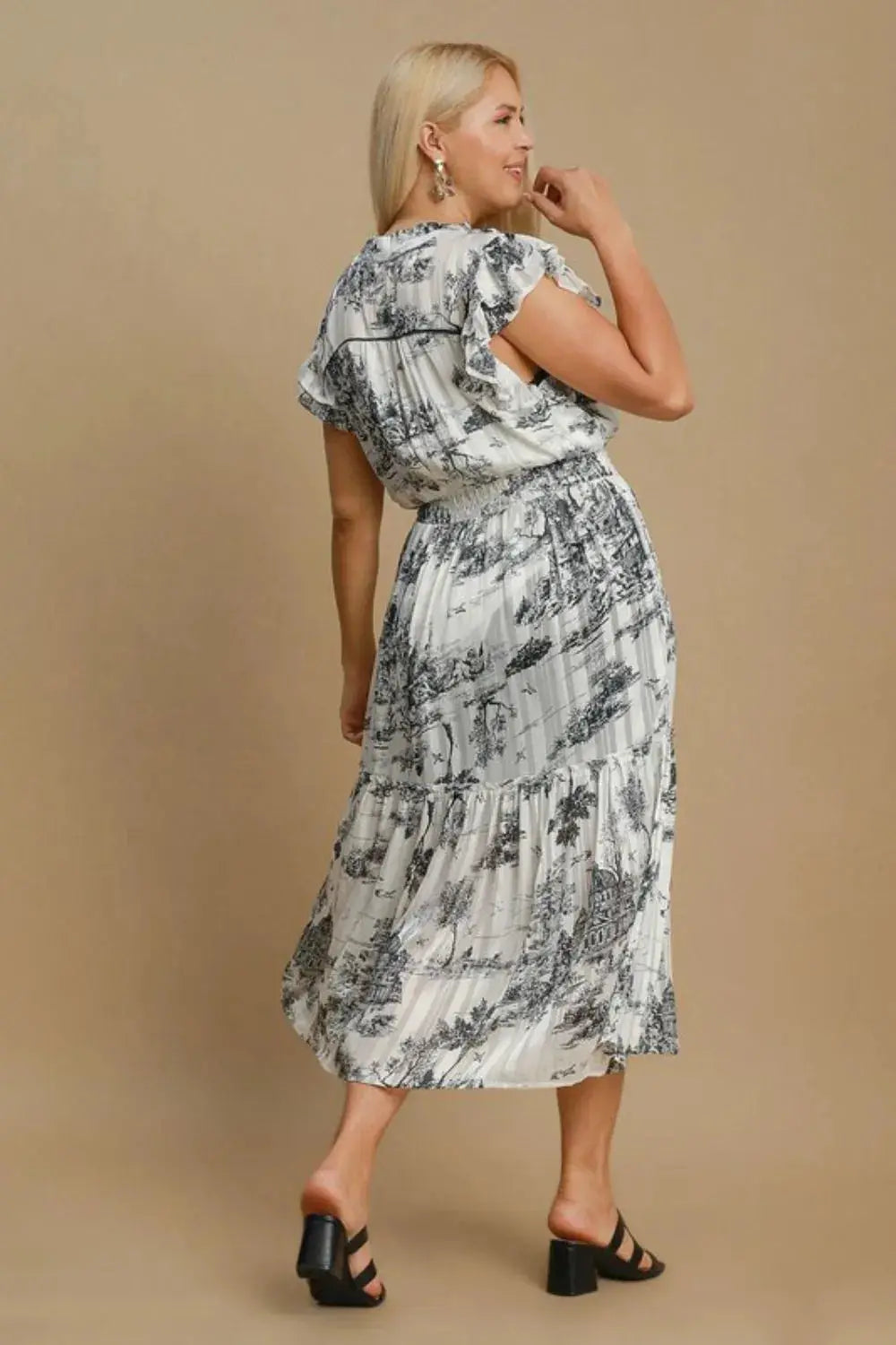 Two Tone Landscape Print Midi Dress Plus | Umgee by Trendsi