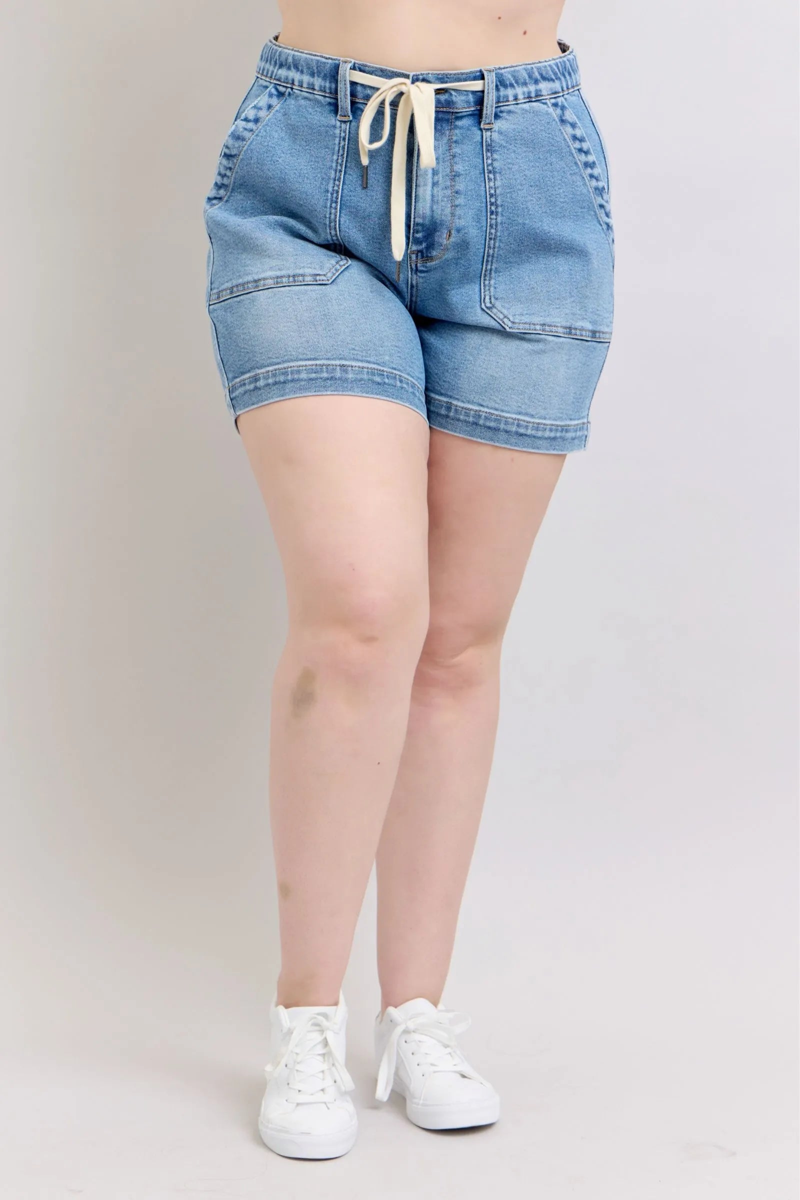 Judy Blue plus size high waist denim shorts with drawstring