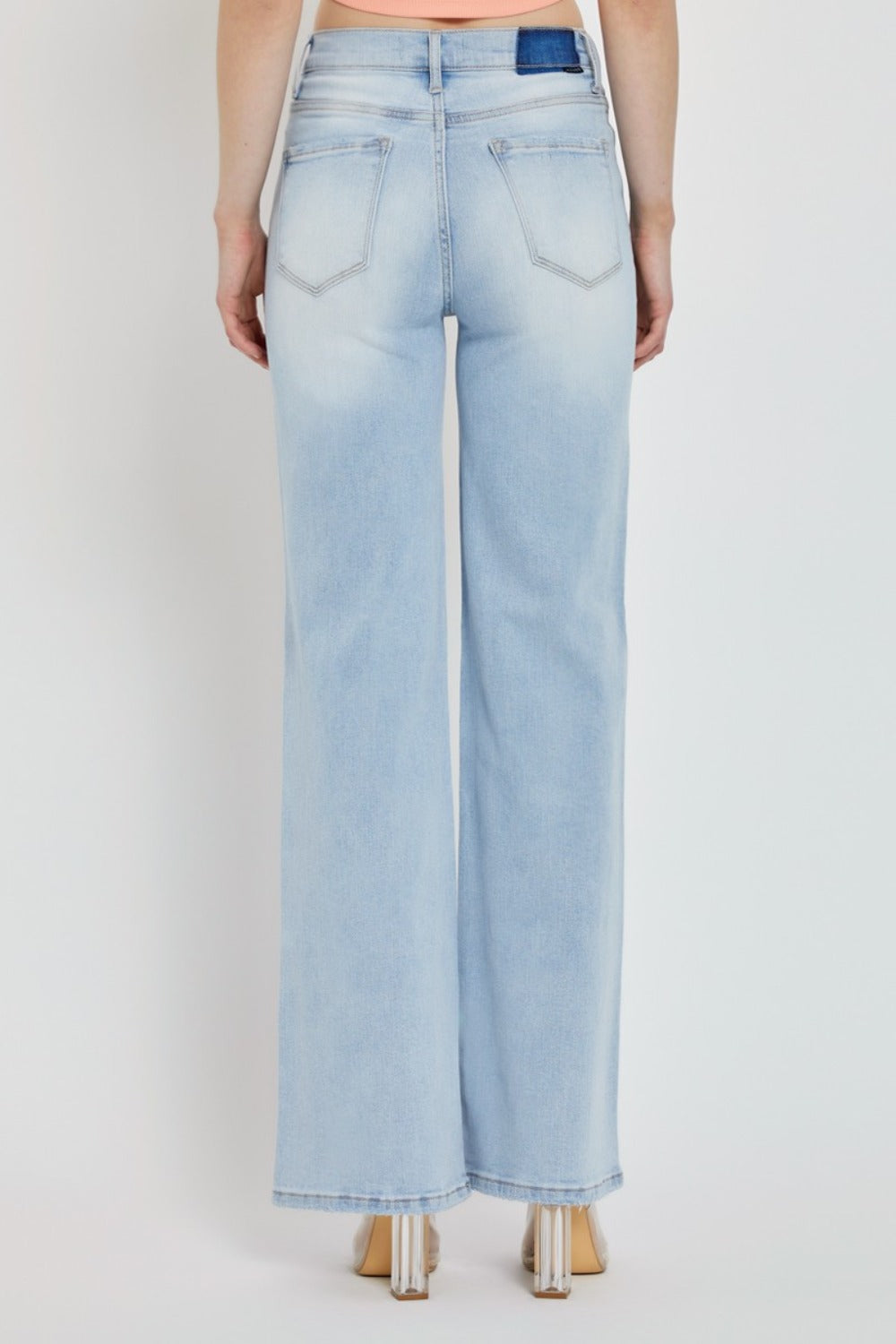 RISEN wide leg jeans with V-dipped front back