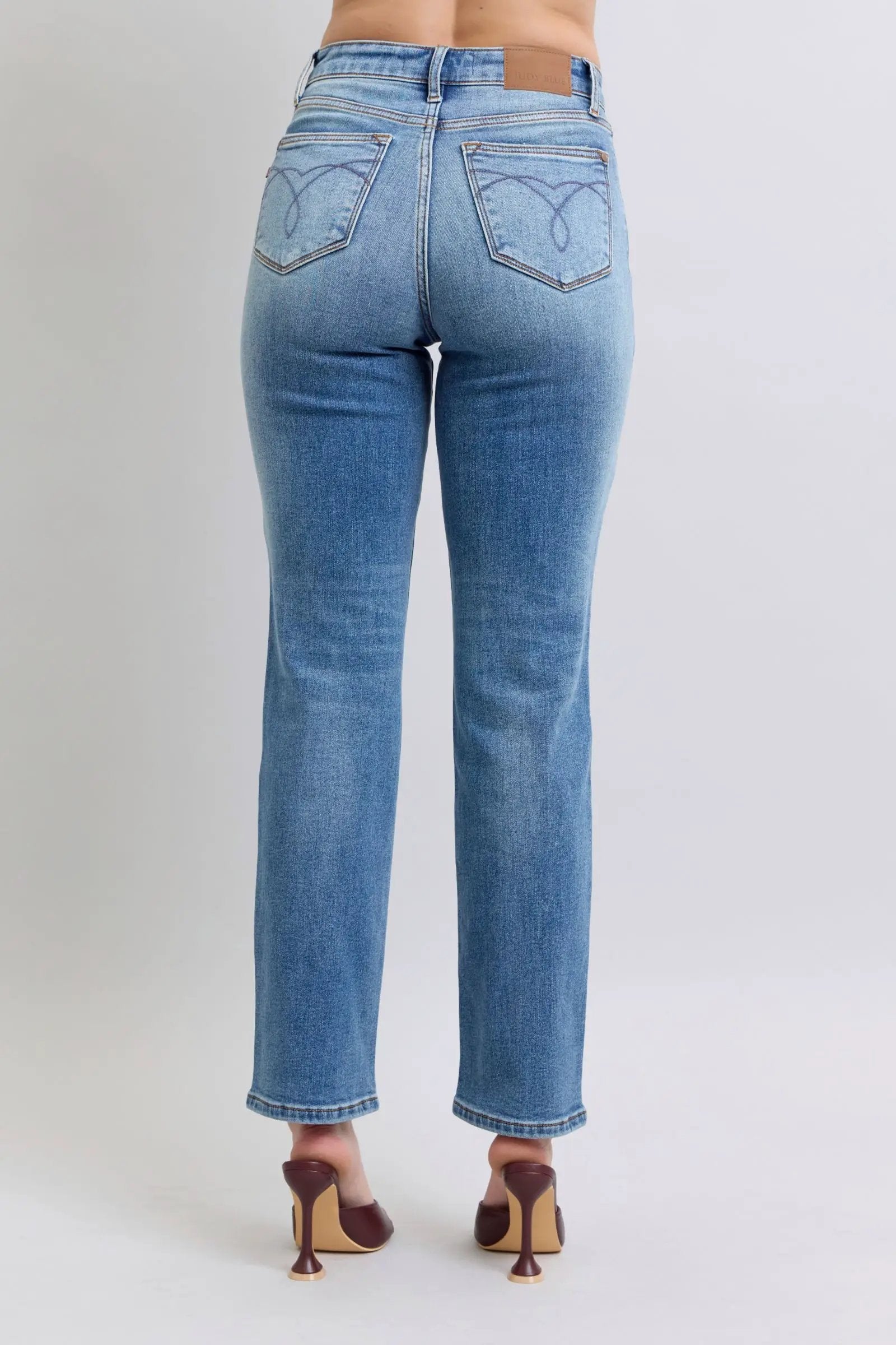 Full Size Run Vintage Wash Thermal Straight Jeans | Judy Blue by Trendsi
