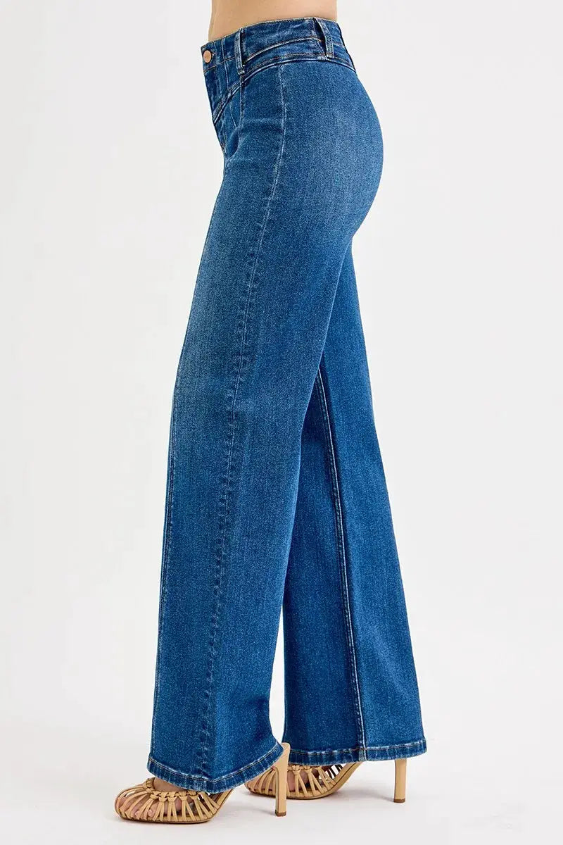 Seam Detail Wide Leg Jeans | RISEN by Trendsi