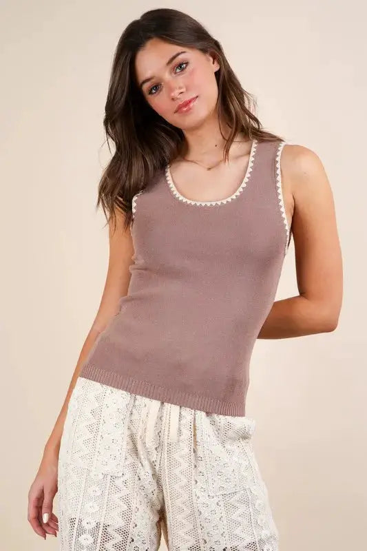 Blanket Style Sleeveless Knit Tank | VERY J by Trendsi